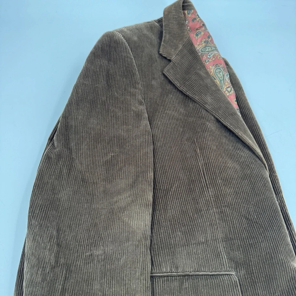 Lauren Ralph Lauren 42R Brown Corduroy Blazer Mens‎ Paisley Lined Sport Coat